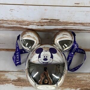 Disney 100th Anniversary Platinum Mickey Mouse Balloon Popcorn Bucket & Strap